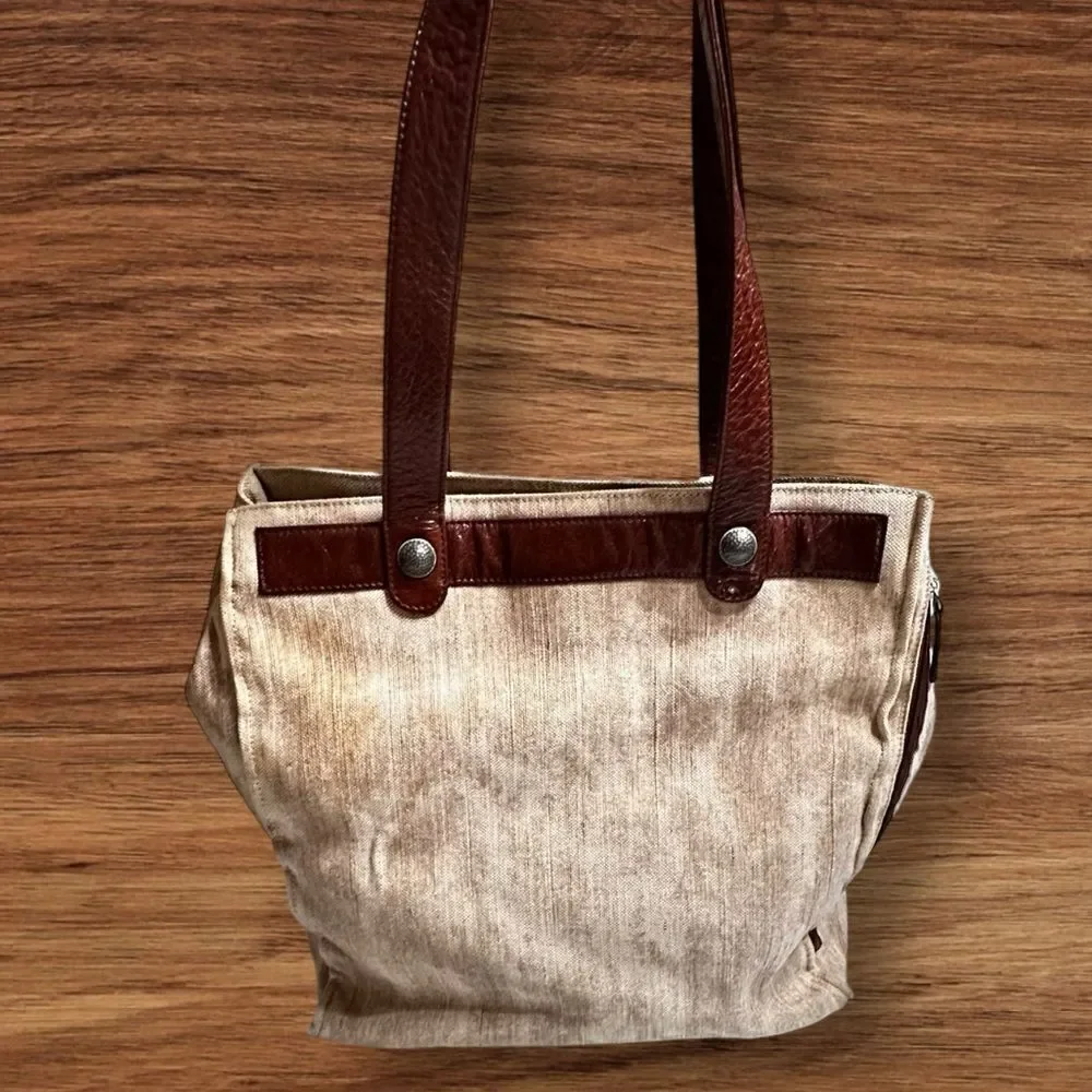 Osgoode Marley Beige Camo Canvas and Leather Messenger Shoulder Bag